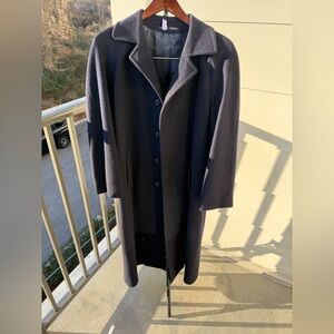 Burberry Navy Wool Cashmere Trench Coat